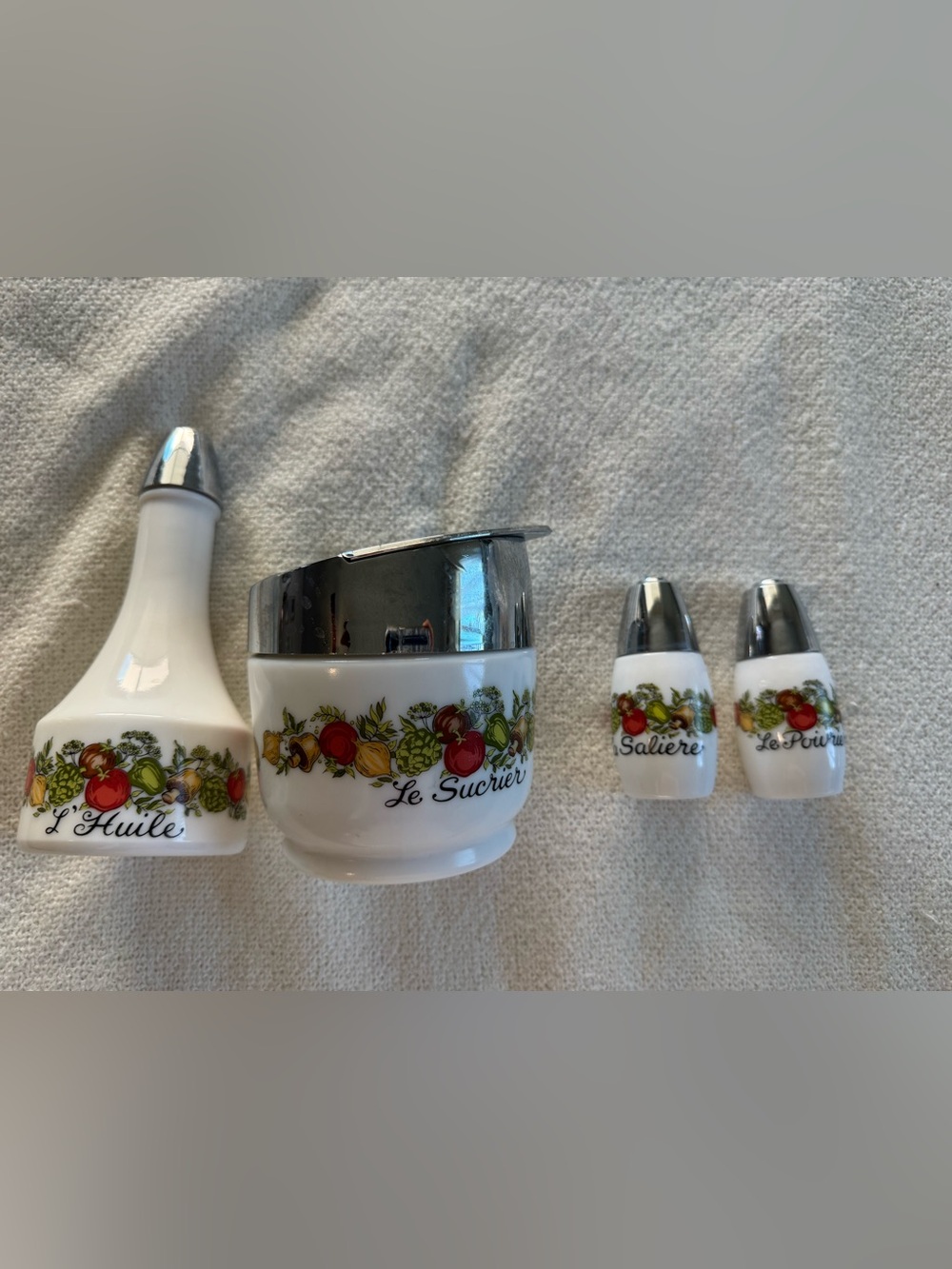 Gemco Spice of Life Condiment Set White & Silver